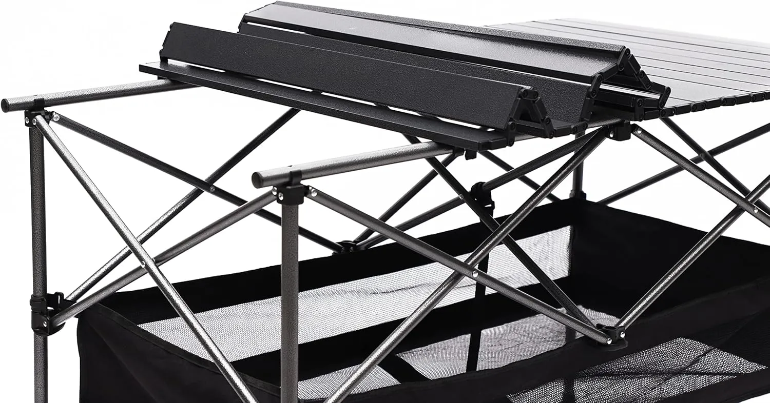 Portable Aluminum Folding Camping Table with Storage Basket, Roll-Up Top, Carry Bag – Square & Rectangular Options for Outdoor, Patio, Picnic, BBQ, Beach, Backyard (2)