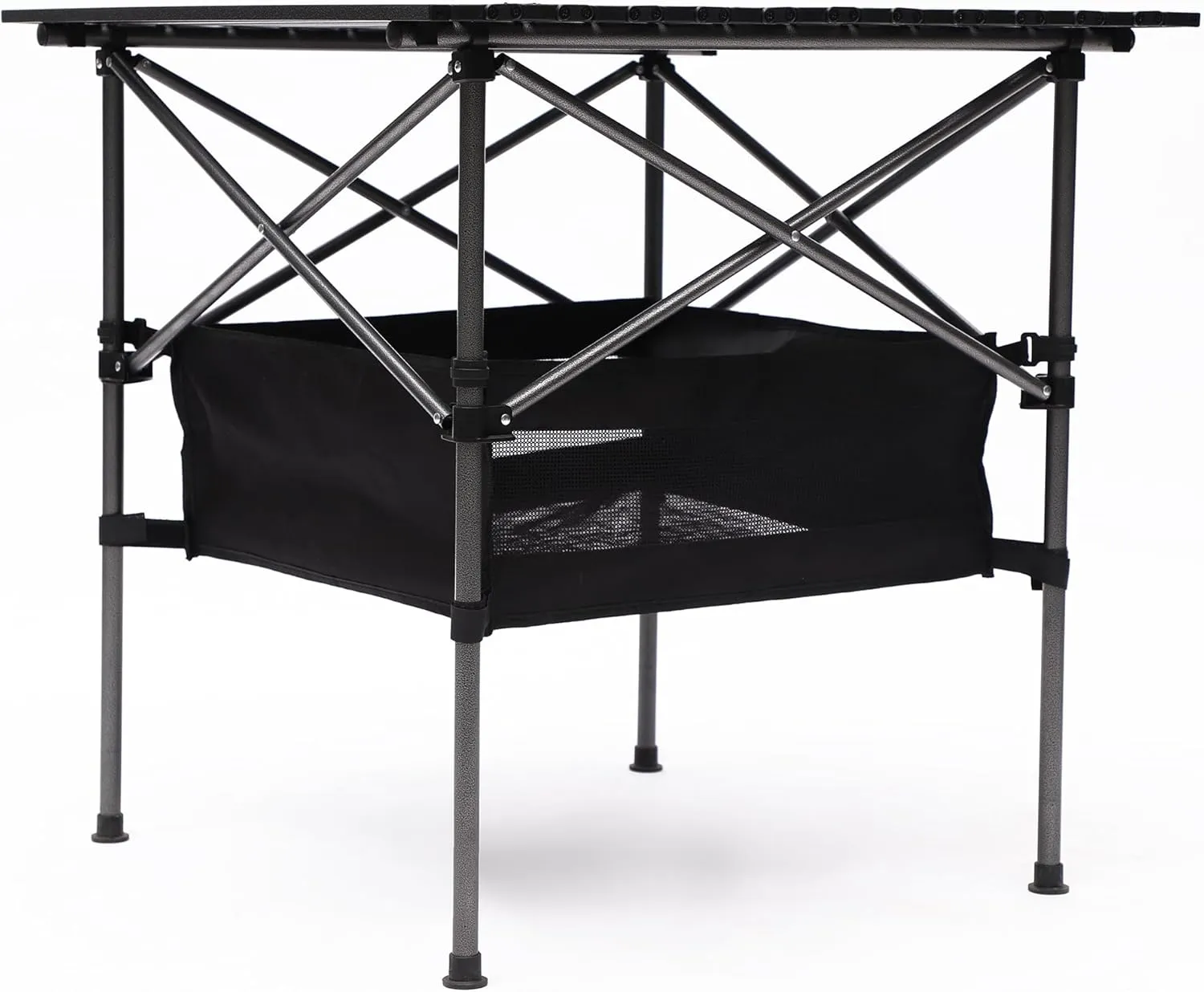 Portable Aluminum Folding Camping Table with Storage Basket, Roll-Up Top, Carry Bag – Square & Rectangular Options for Outdoor, Patio, Picnic, BBQ, Beach, Backyard (3)