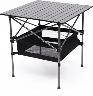 Portable Aluminum Folding Camping Table with Storage Basket, Roll-Up Top, Carry Bag – Square & Rectangular Options for Outdoor, Patio, Picnic, BBQ, Beach, Backyard (3)
