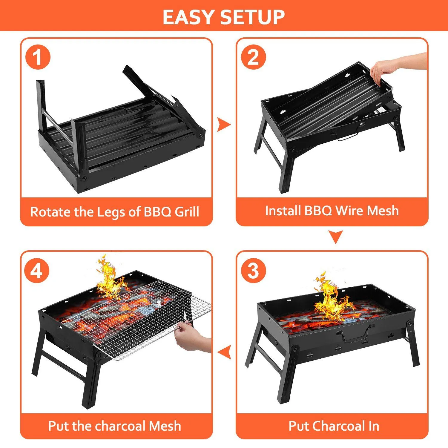 Portable Barbecue Grill Foldable Charcoal