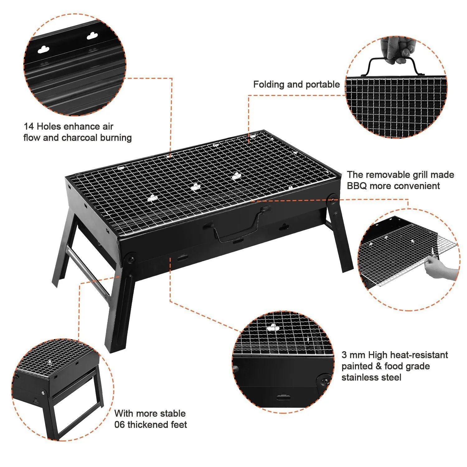 Portable Barbecue Grill Foldable Charcoal