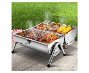 Portable BBQ Drill Outdoor Camping Charcoal Barbeque Smoker Foldable/Wood Handel