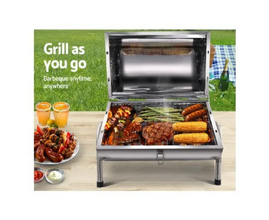 Portable BBQ Drill Outdoor Camping Charcoal Barbeque Smoker Foldable/Wood Handel