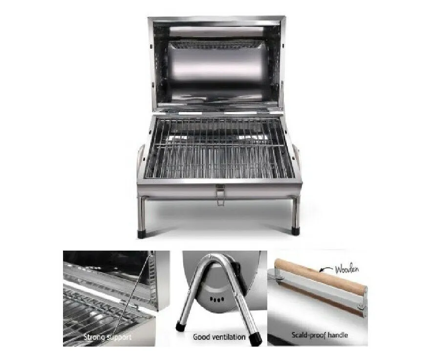 Portable BBQ Drill Outdoor Camping Charcoal Barbeque Smoker Foldable/Wood Handel