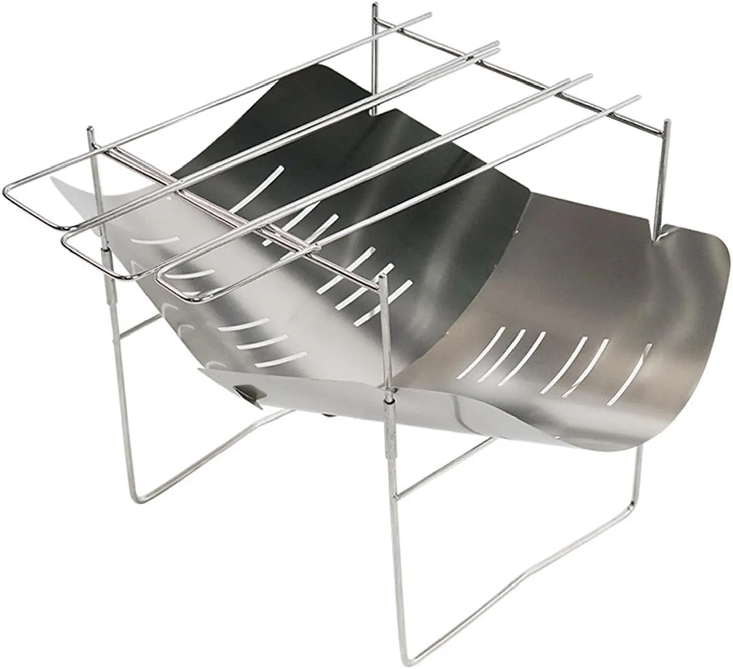 Portable BBQ Grill Campfire Grill Stainless Steel Ultralight Folding Sturdy Outdoor Fire Pit Camping Grill for Picnic Outdoor, with 3 Skewers Net