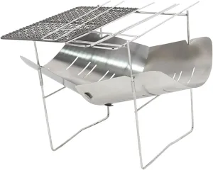 Portable BBQ Grill Campfire Grill Stainless Steel Ultralight Folding Sturdy Outdoor Fire Pit Camping Grill for Picnic Outdoor, with 3 Skewers Net