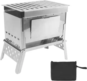 Portable BBQ Grill, Compact Folding Design, Lightweight and Rusts, Easy Setup and Takedown, for Camping, Travel and Picnics