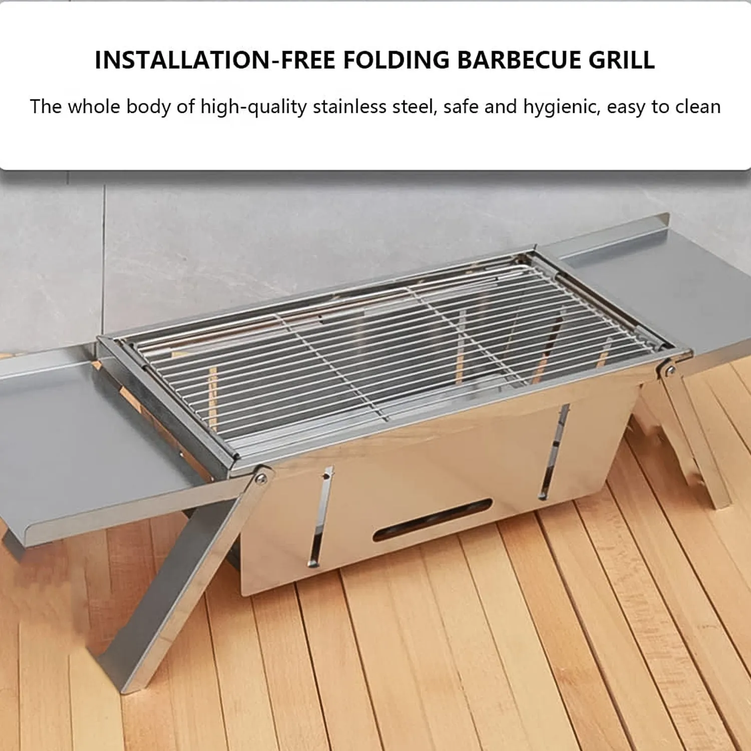Portable BBQ Grill, Stainless Steel, Folding Charcoal