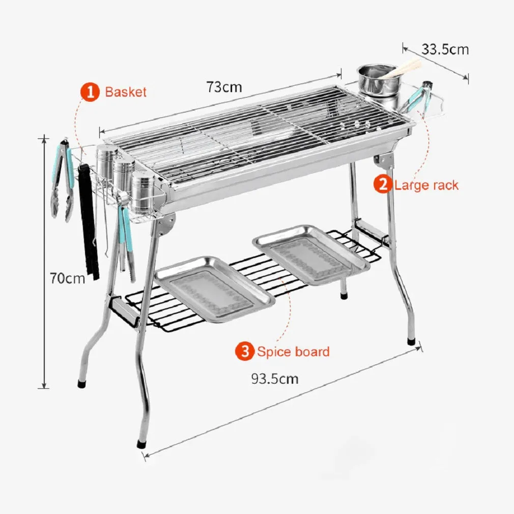 Portable BBQ Large Foldable Charcoal Grill For Outdoor Grilling, Picnic, Patio And Backyard Barbecue with Carry Bag