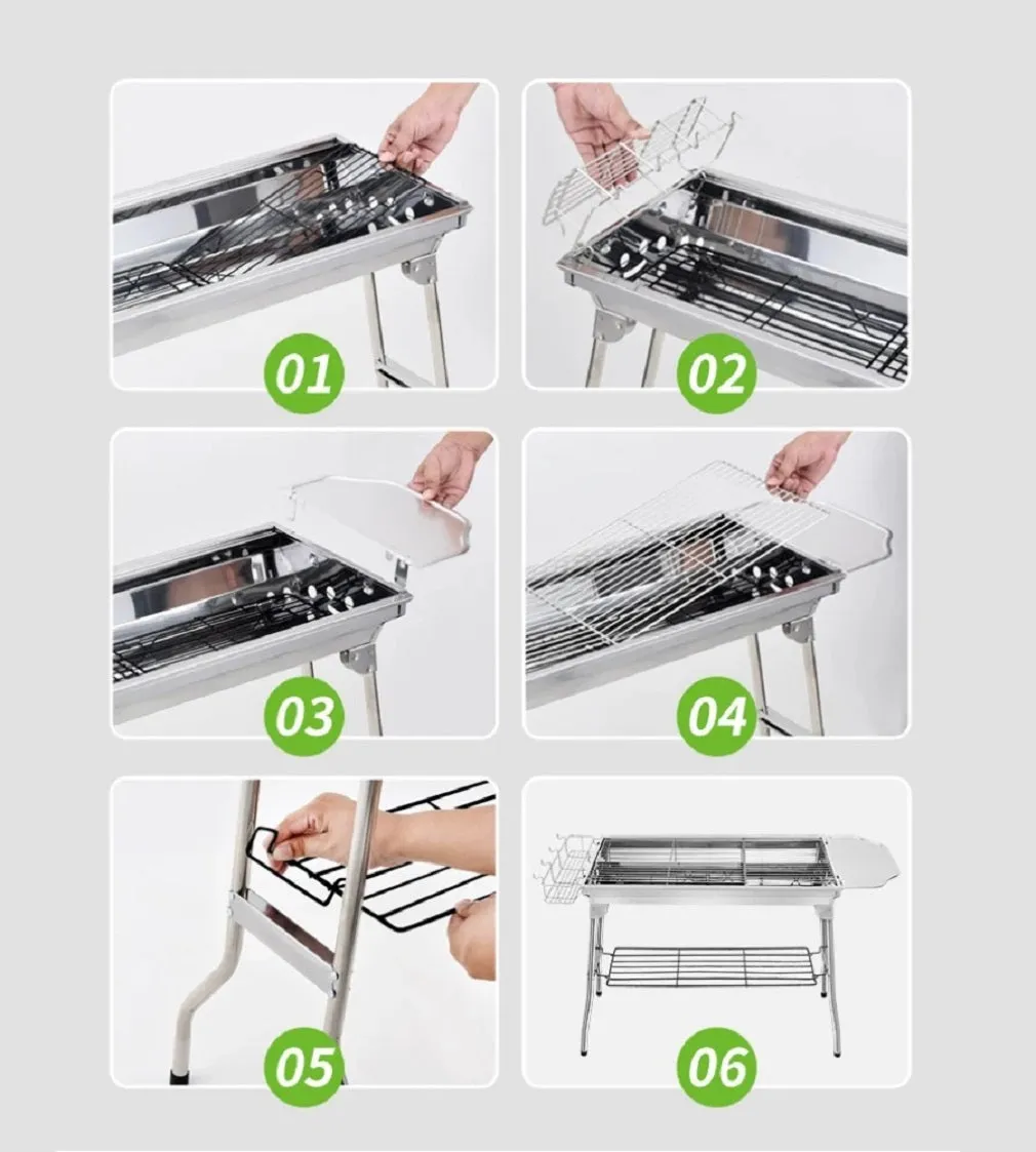 Portable BBQ Large Foldable Charcoal Grill For Outdoor Grilling, Picnic, Patio And Backyard Barbecue with Carry Bag
