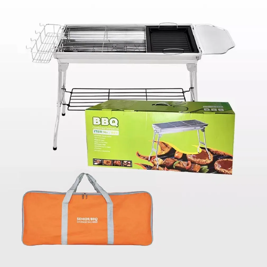 Portable BBQ Large Foldable Charcoal Grill For Outdoor Grilling, Picnic, Patio And Backyard Barbecue with Carry Bag
