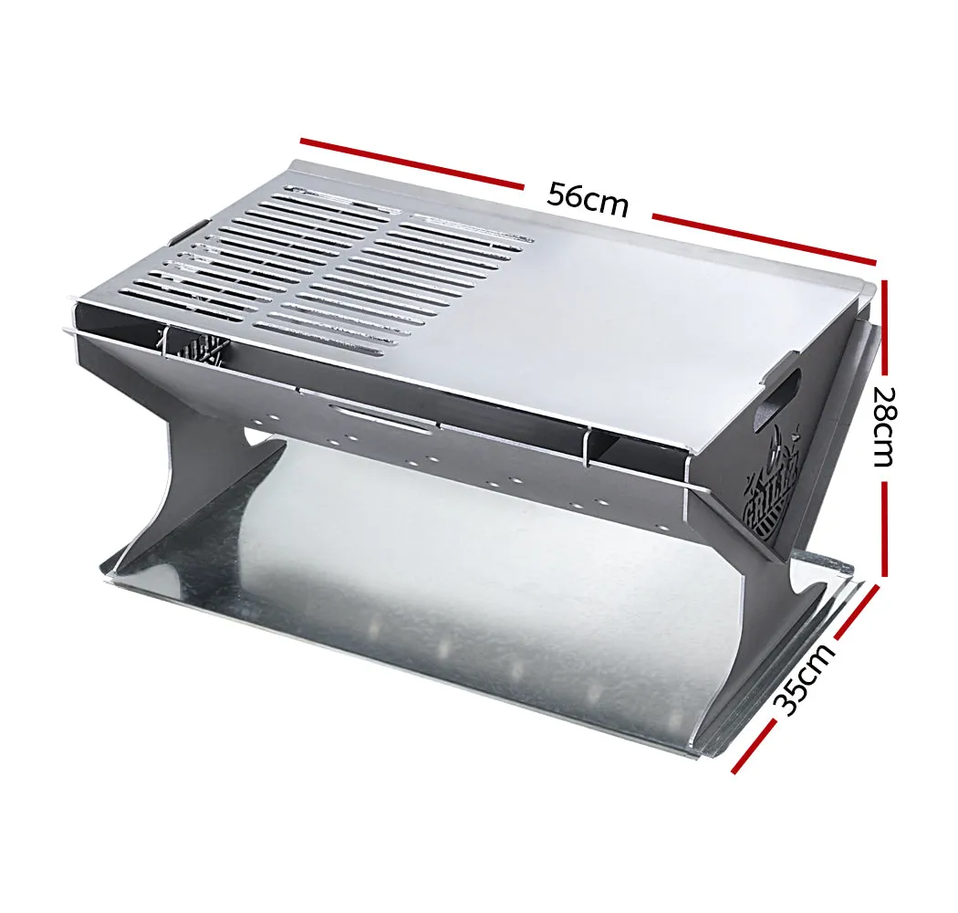 Portable Camping Fire Pit 2-in-1 Charcoal BBQ Grill
