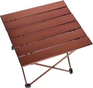 Portable Camping Folding Table, Outdoor Lightweight Camping Aluminum Table for Picnic Camp Boat Travel, Party Dining Camp Tables(Coffee) (Large-27 Dx18 Wx16 H(68.5×46.5×40.5 cm))