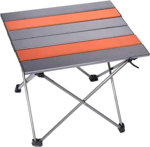 Portable Camping Folding Table, Outdoor Lightweight Camping Aluminum Table for Picnic Camp Boat Travel, Party Dining Camp Tables(Orange Sliver) (Medium-22 Dx16 Wx16 H(56×40.5×40.5 cm))