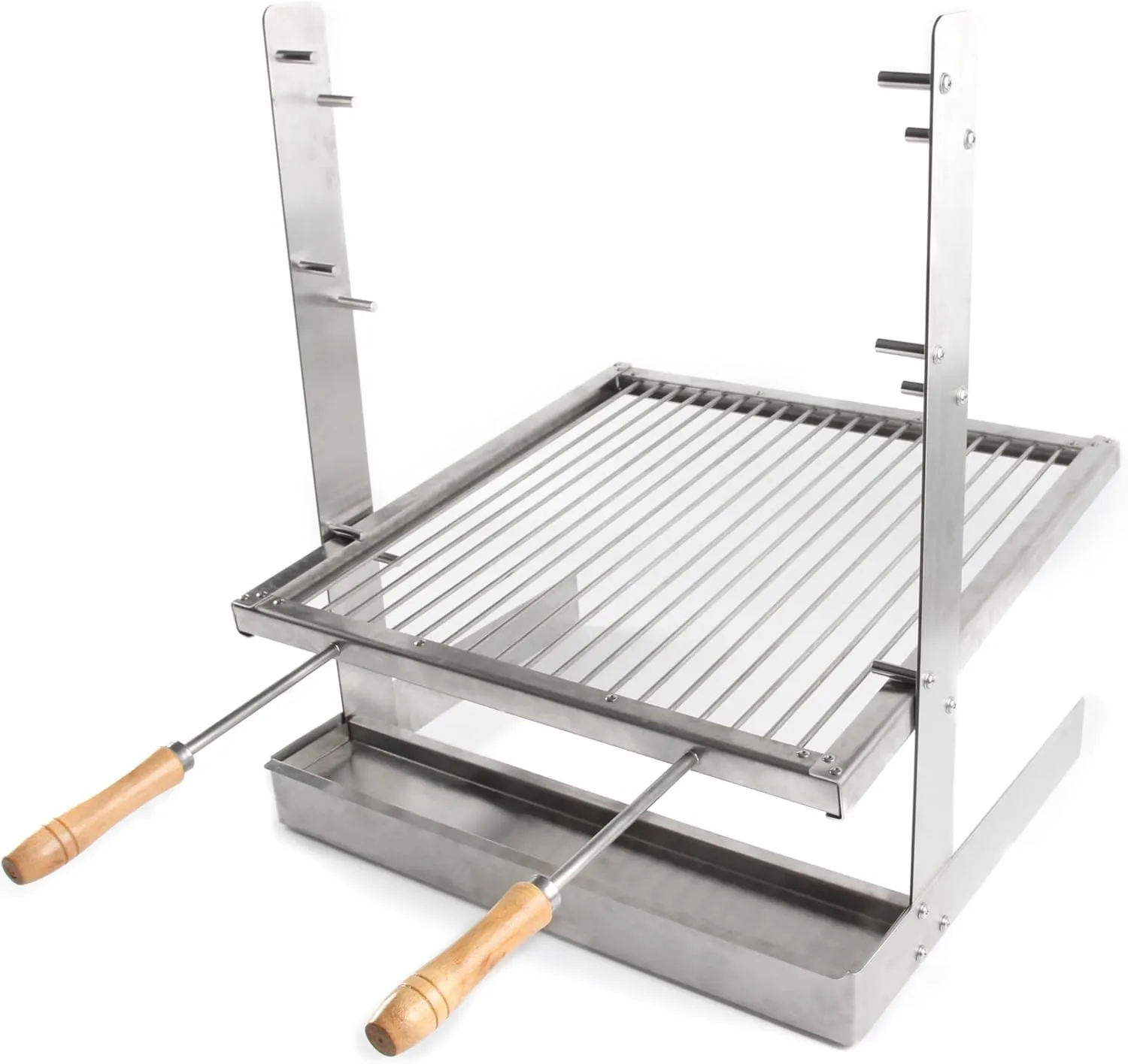 Portable Camping Grill Argentine grill Height Adjustable Santa Maria Grill Heavy-Duty Stainless Steel Outdoor Cooking Grate for Camping and Fireplace Barbecues