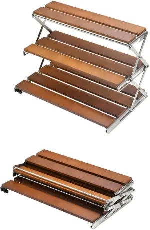 Portable Camping Rack Outdoor Camping Table 3 Tier Foldable Rack Shelf Picnic Desk Outdoor for Camp Party Picnic Beach BBQ Grill Cooking Indoor and Outdoor Multifunction