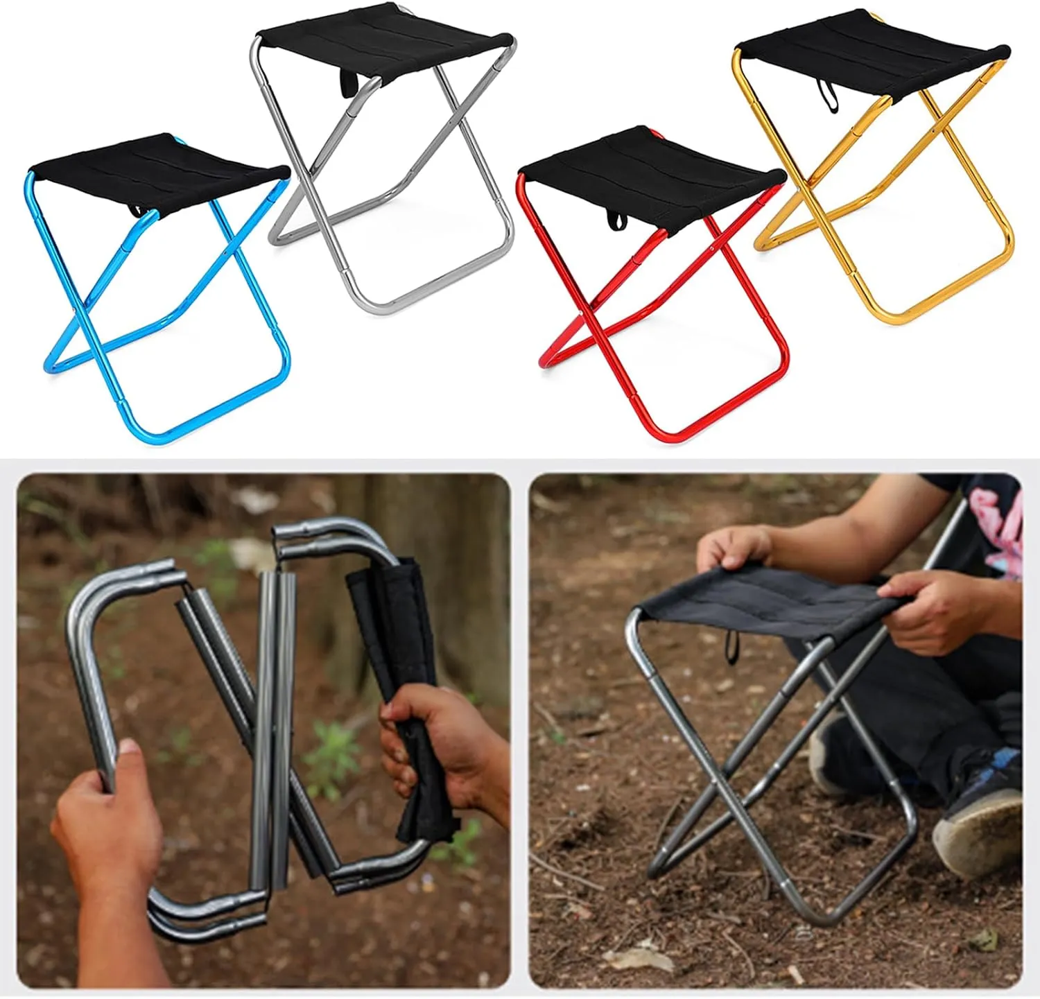 Portable Camping Stool Foot Rests Outdoor Folding Stool Little Fishing Chair Comfortable Stool Easy to Carry