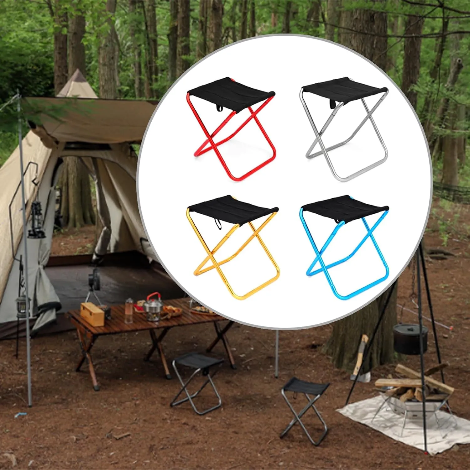 Portable Camping Stool Foot Rests Outdoor Folding Stool Little Fishing Chair Comfortable Stool Easy to Carry