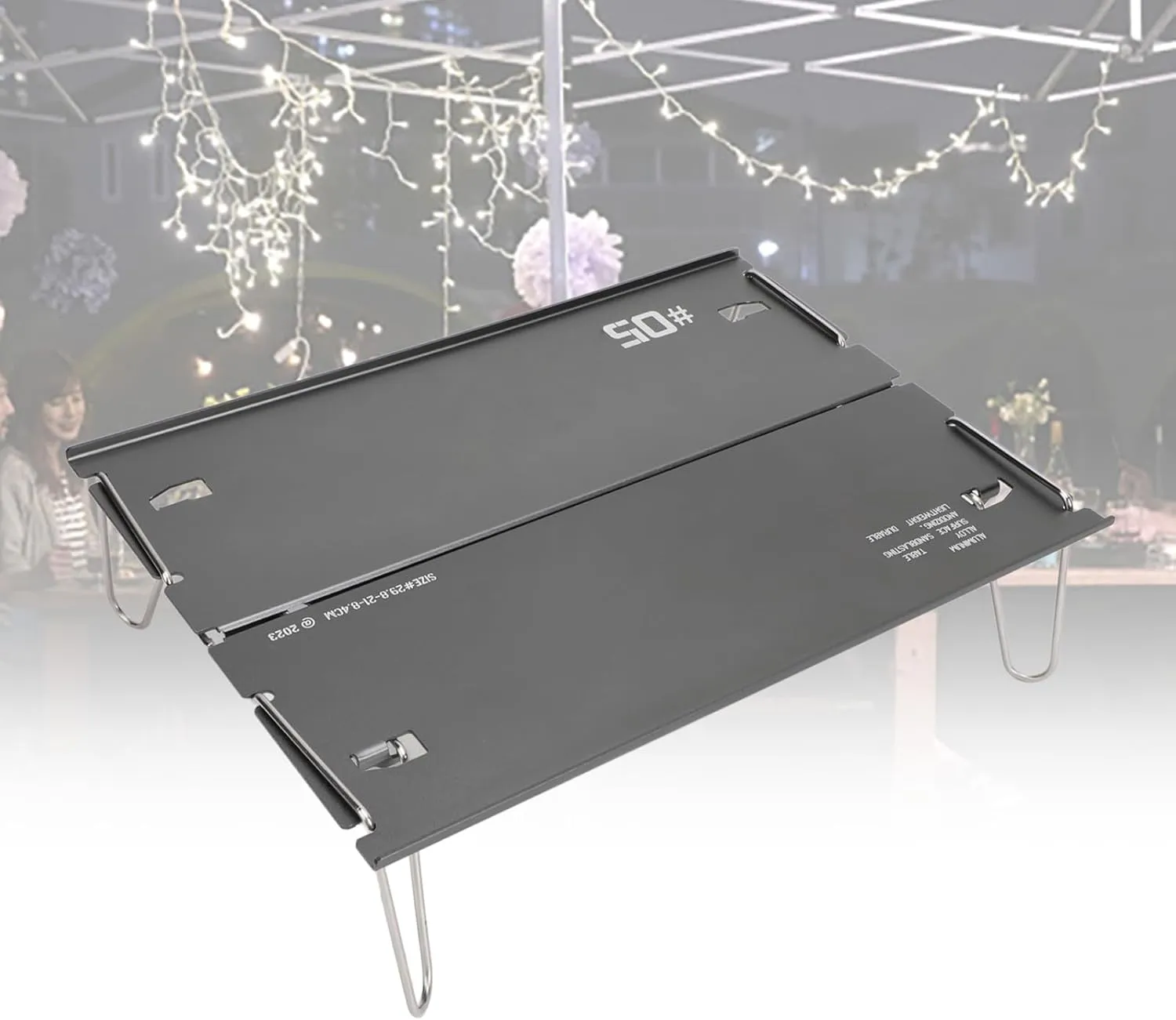 Portable Camping Table, Aluminum Alloy Stainless Steel Small Portable Beach Camp Side BBQ Grill Dining with Carry Bag for Outdoor Hiking Picnic