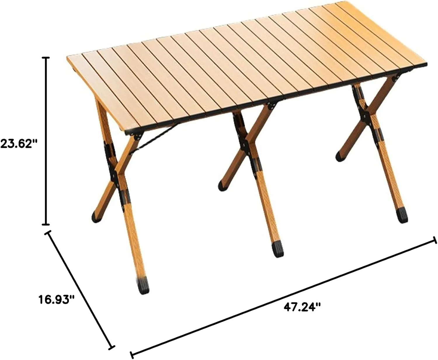 Portable Camping Table, Metal Folding Table, Small Compact Picnic Table, Garden Table, Lightweight Wood Grain Roll Up Table for Outdoor, Beach, Picnic, Backyards, BBQ and Party ( Size : 120cm )