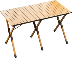 Portable Camping Table, Metal Folding Table, Small Compact Picnic Table, Garden Table, Lightweight Wood Grain Roll Up Table for Outdoor, Beach, Picnic, Backyards, BBQ and Party ( Size : 120cm )