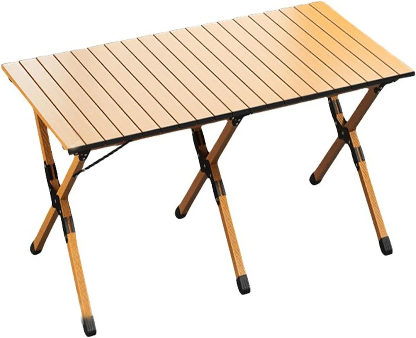Portable Camping Table, Metal Folding Table, Small Compact Picnic Table, Garden Table, Lightweight Wood Grain Roll Up Table for Outdoor, Beach, Picnic, Backyards, BBQ and Party ( Size : 120cm )