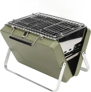 Portable Charcoal BBQ Grill, Proof and Non Stick Grill Net, Temp, to Use and Carry, for Camping, Outdoor Cooking, and Backyard Picnics (Green)