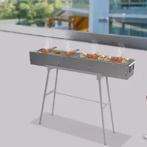 Portable Charcoal Grill, Folding Camping Barbecue Grill with Handle Stainless Steel BBQ Grill Hibachi Grill Tool Kits for Picnics Camping Outdoor Cooking (39.3x7x5.1")