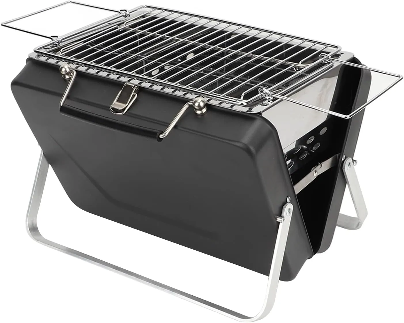Portable Charcoal Grill, Folding Notebook Grill, Easy to Assembly Clean, for Camping Outdoor Cooking Backyard Picnic (Black)