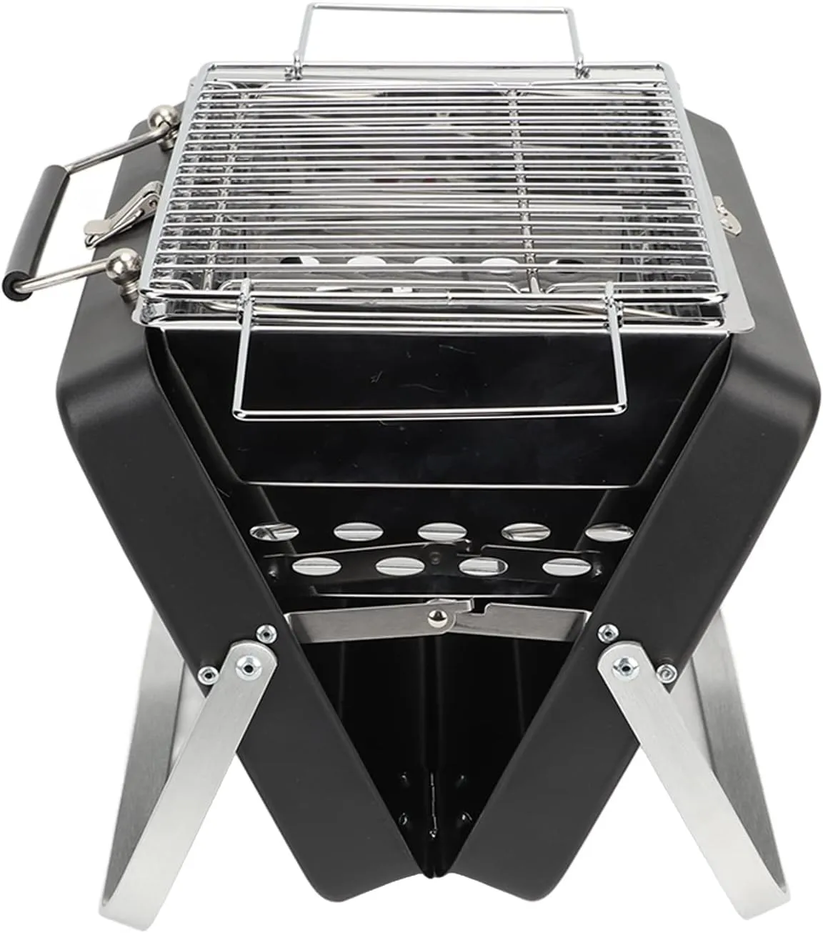 Portable Charcoal Grill, Folding Notebook Grill, Easy to Assembly Clean, for Camping Outdoor Cooking Backyard Picnic (Black)