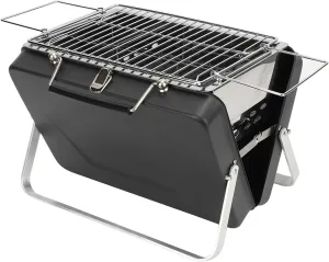 Portable Charcoal Grill, Folding Notebook Grill, Easy to Assembly Clean, for Camping Outdoor Cooking Backyard Picnic (Black)