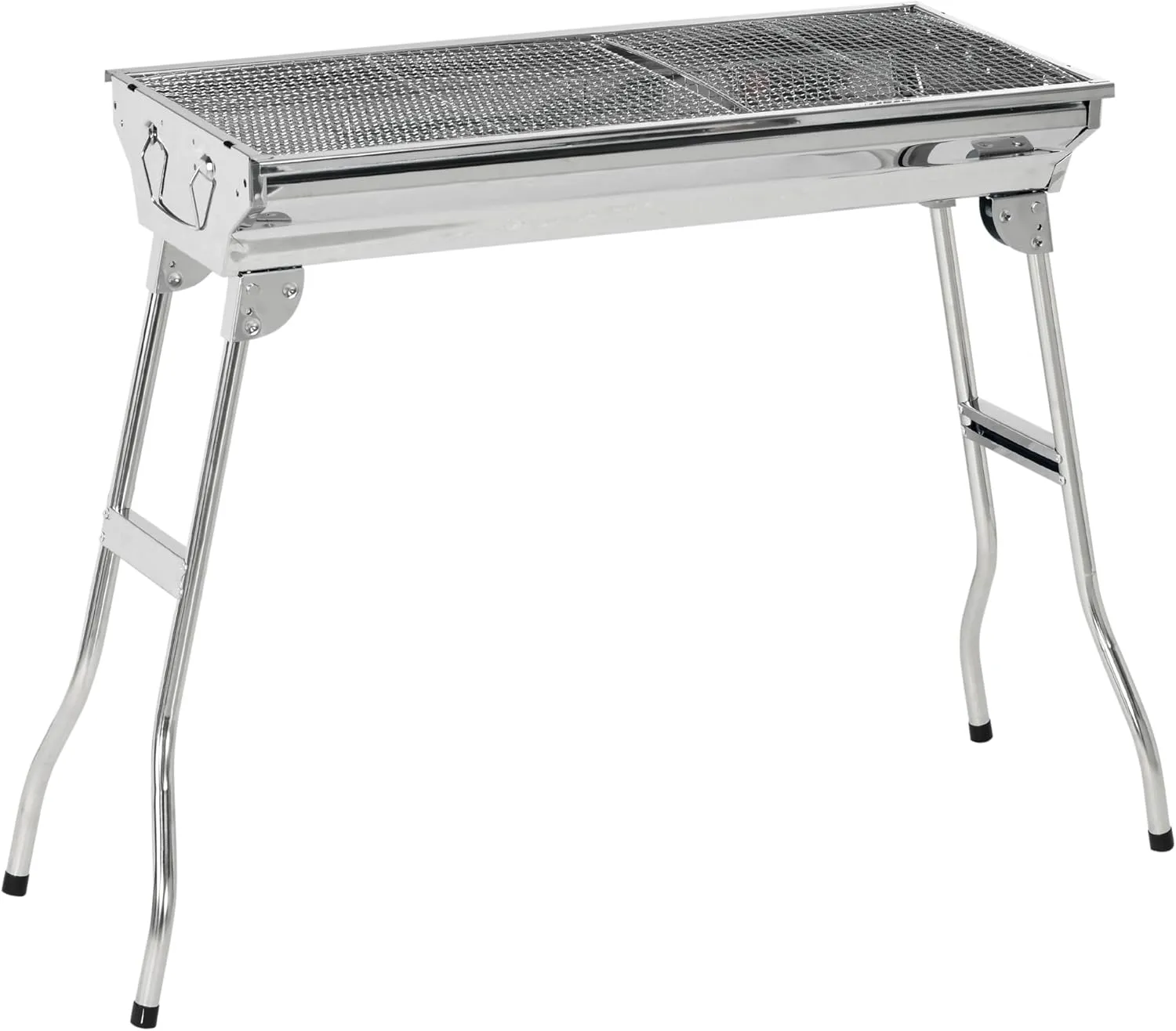 Portable Charcoal Grill for Camping & Tailgating - Heavy-Duty Stainless Steel Folding BBQ Grill with Adjustable Vents, 37.75" Wind-Resistant Design, 2-Tier Cooking Grids & Heat-Safe Handles