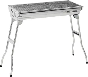 Portable Charcoal Grill for Camping & Tailgating - Heavy-Duty Stainless Steel Folding BBQ Grill with Adjustable Vents, 37.75" Wind-Resistant Design, 2-Tier Cooking Grids & Heat-Safe Handles