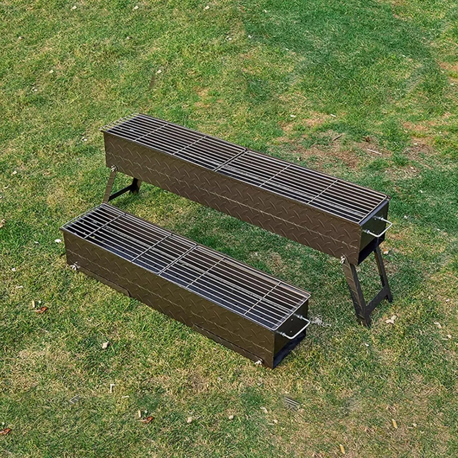Portable Charcoal Grill for Camping Foldable Bracket Thickened Steel Plate BBQ Grill for Travel Outdoor Cooking Backyard Patio Garden(50 * 19 * 35cm)