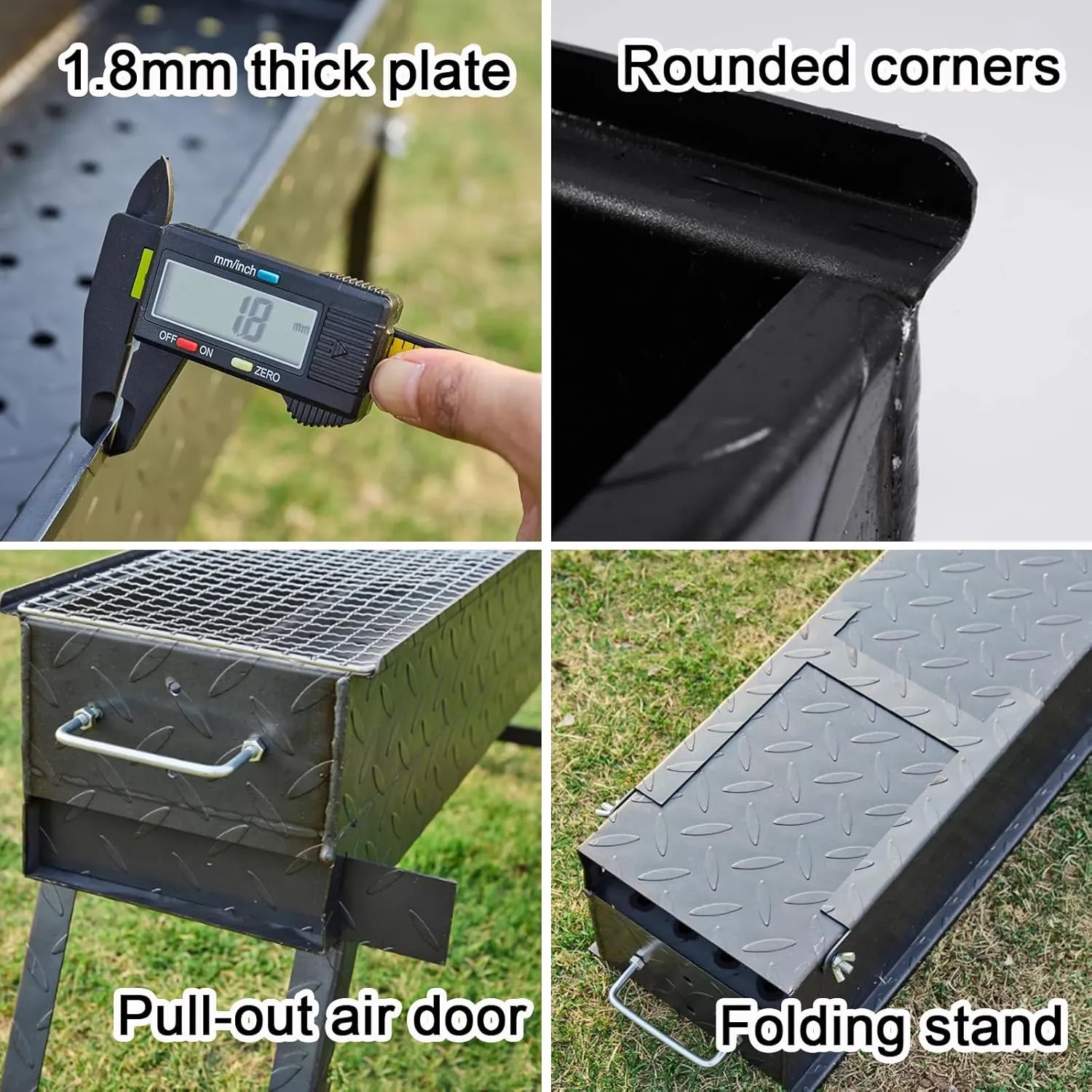 Portable Charcoal Grill for Camping Foldable Bracket Thickened Steel Plate BBQ Grill for Travel Outdoor Cooking Backyard Patio Garden(50 * 19 * 35cm)
