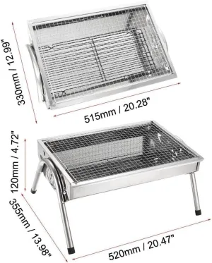Portable Charcoal Grill, Lightweight Folding BBQ for Outdoor Camping, Picnics, and Road Trips