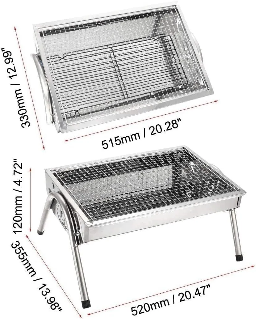 Portable Charcoal Grill, Lightweight Folding BBQ for Outdoor Camping, Picnics, and Road Trips