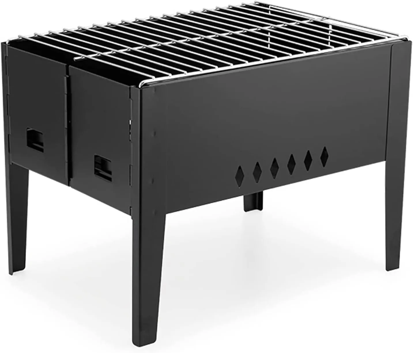 Portable Charcoal Grill, Stainless Steel BBQ, Small Tabletop for Outdoor Camping Picnic Patio Backyard Cooking