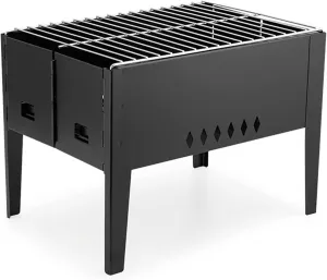 Portable Charcoal Grill, Stainless Steel BBQ, Small Tabletop for Outdoor Camping Picnic Patio Backyard Cooking