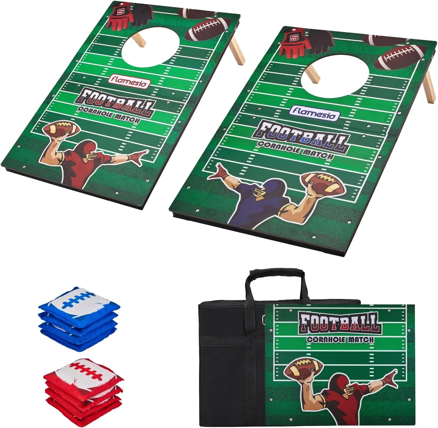 Portable Cornhole Board Game Set-2x1.3ft | 24"x16": Fun Outdoor Backyard Toss Game for Party, Beach, Camping, Travel | 2 Waterproof Wooden Corn Hole Boards, 8 Bean Bags, 1 Carrying Case