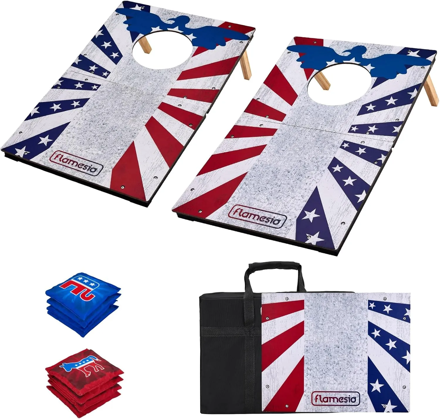 Portable Cornhole Board Game Set-2x1.3ft | 24"x16": Fun Outdoor Backyard Toss Game for Party, Beach, Camping, Travel | 2 Waterproof Wooden Corn Hole Boards, 8 Bean Bags, 1 Carrying Case