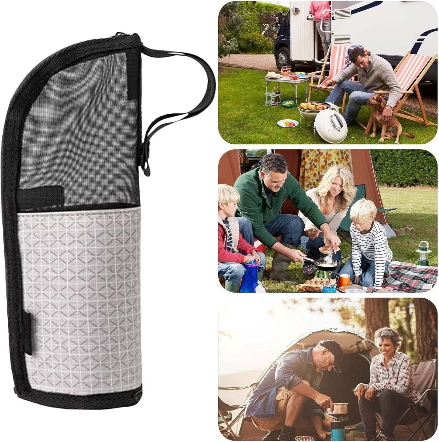 Portable Cutlery Box - Travel Cutlery Pouch | Cutlery Storage Bag | Utensil Carrying Case | Reusable Utensil Case for Spoon Chopsticks Lunch Box Outdoor Camping Hiking Fishing BBQ, Gray, 25x10cm