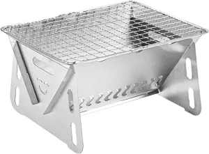 Portable Foldable BBQ Grill, Stainless Steel Charcoal Barbecue for Outdoor Cooking, Camping, Picnic, and Travel – Compact and Easy-to-Use