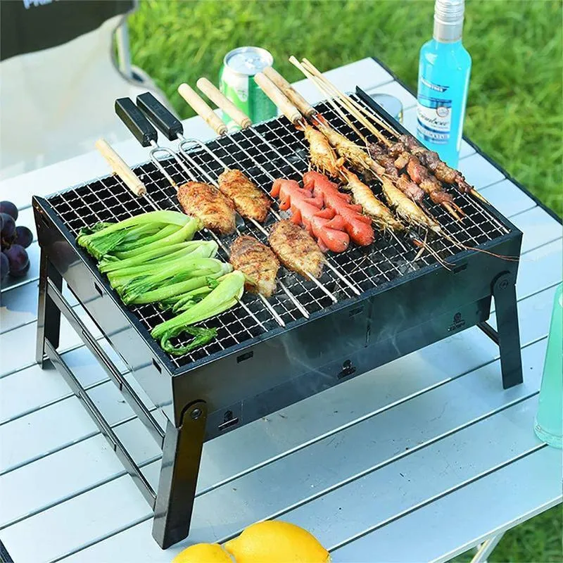 Portable Foldable Charcoal BBQ Grill for Outdoor Camping Picnic and Hibachi Cooking
