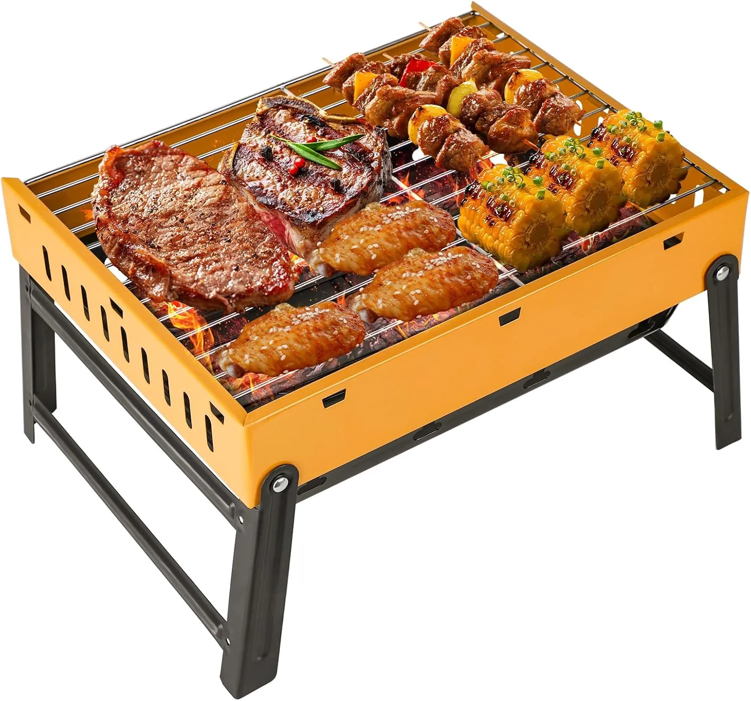 Portable Foldable Mini Charcoal Grill, Compact Tabletop BBQ Grill for Outdoor Camping Tailgating Hiking Picnics & Backyard Parties