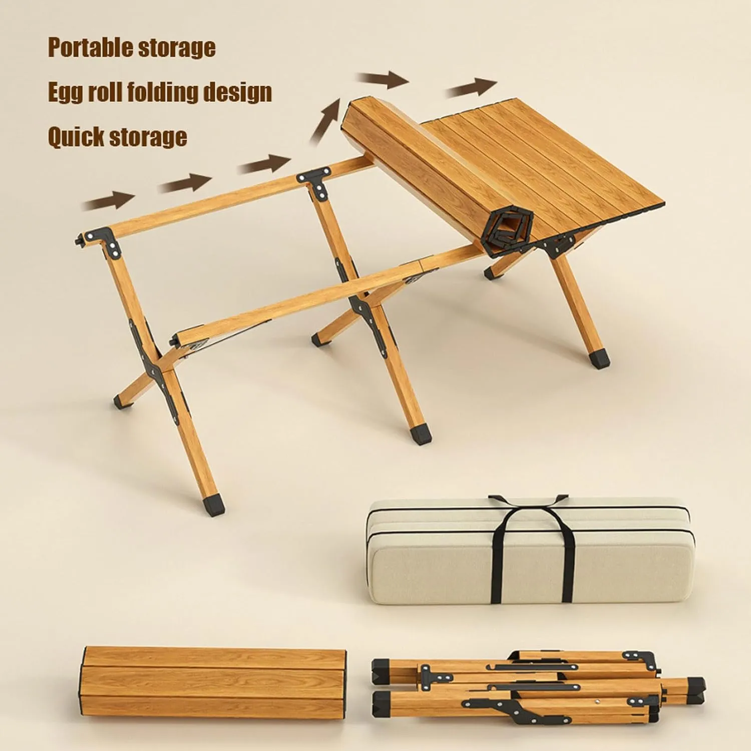 Portable Folding Aluminum Picnic Table Set Set of 3 Lightweight Camping Tables with Roll up Top Perfect for Indoor and Outdoor Use
