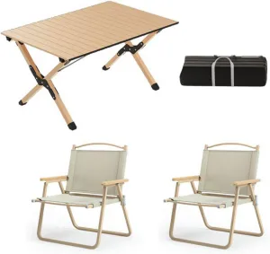 Portable Folding Aluminum Picnic Table Set Set of 3 Lightweight Camping Tables with Roll up Top Perfect for Indoor and Outdoor Use