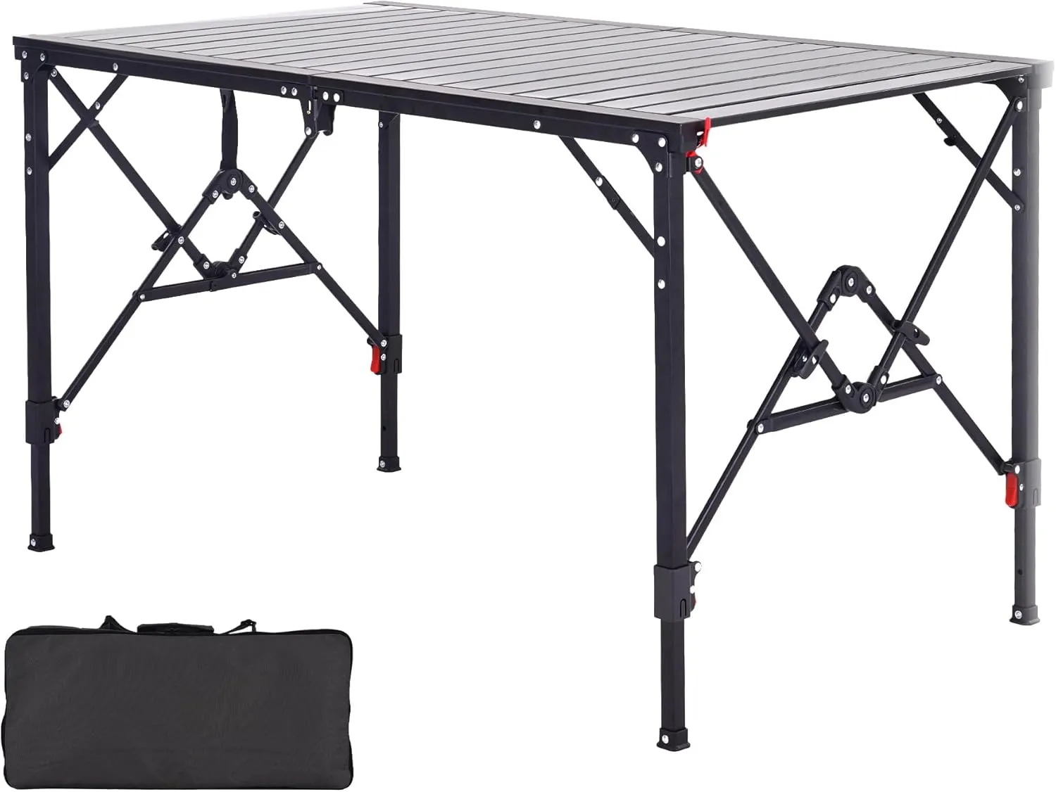 Portable Folding Camping Table | Adjustable Height, Heavy-Duty Roll-Up Design | Compact & Lightweight for Camping, Tailgating, RV, Picnic, Outdoor Use