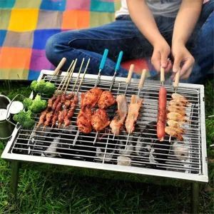 Portable Folding Charcoal BBQ Grill, Stainless Steel Mini for Outdoor Cooking, Camping, Picnic, and Kebab, Lightweight & Compact