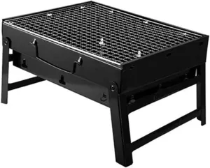 Portable Folding Charcoal BBQ Grill, Stainless Steel Tabletop Barbecue for Picnic, Outdoor Camping, and Tailgating